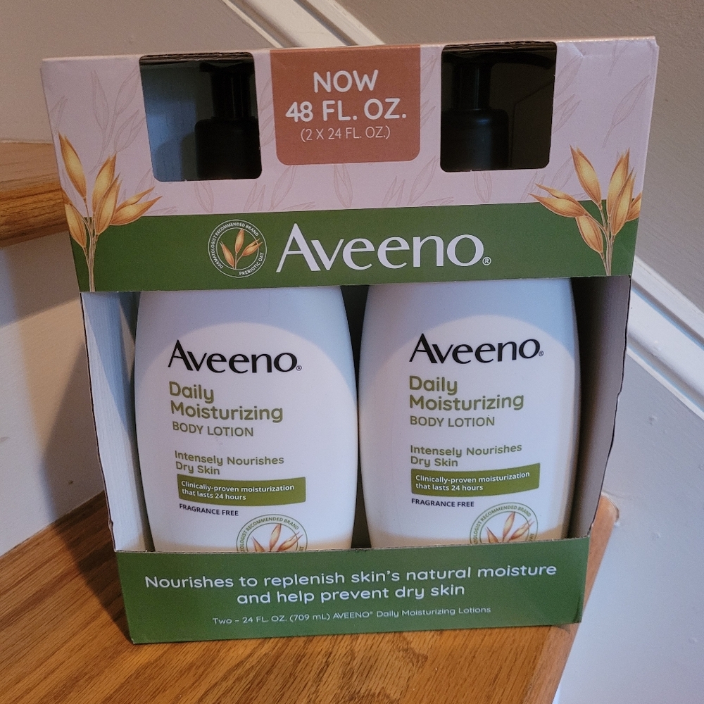 NEW Aveeno 2 Moisturizering Lotions 24 FL oz each